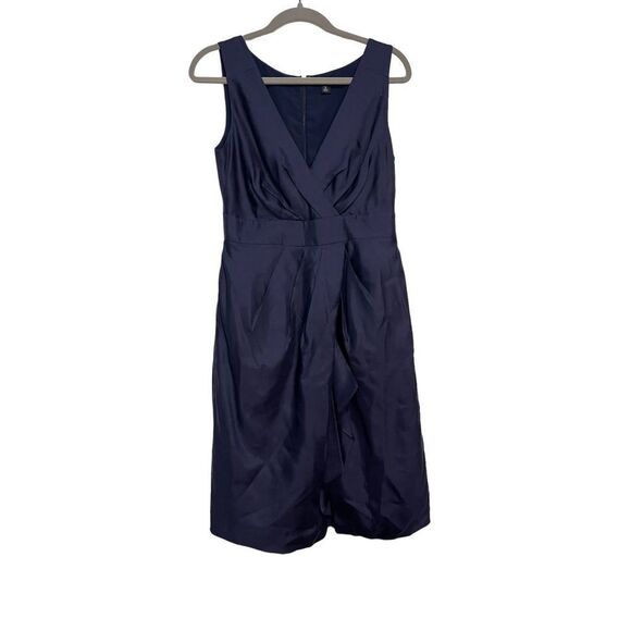 BANANA REPUBLIC | WOMENS SILK SLEEVELESS COCKTAIL DRESS PLEATED NAVY BLUE 6 Tall - Picture 1 of 9